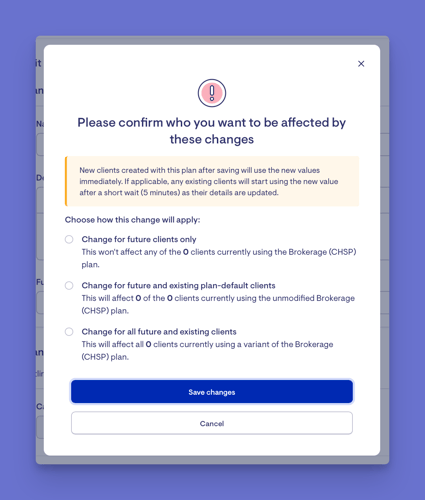 updating plans fees