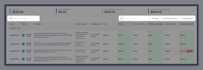 variance filters and dowload button